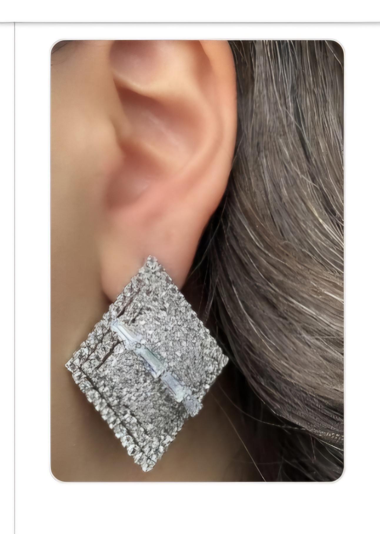 Dörtgen taşlı model vip özel tasarım abiye küpe