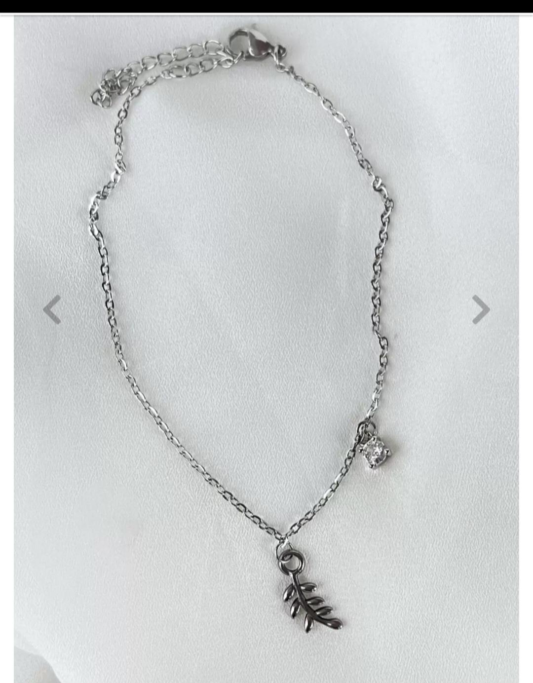 Yaprak dalı model çelik halhal