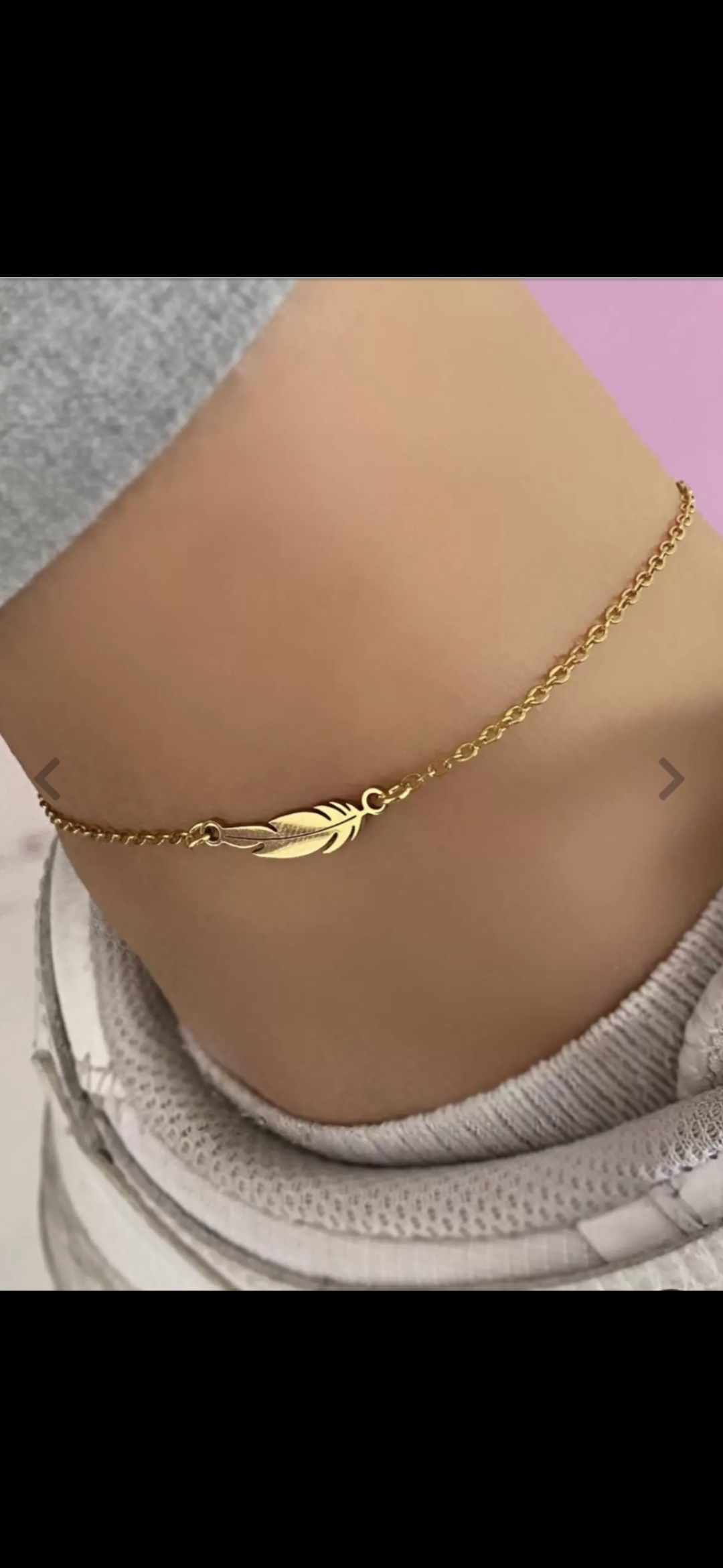 Yaprak model gold çelik halhal