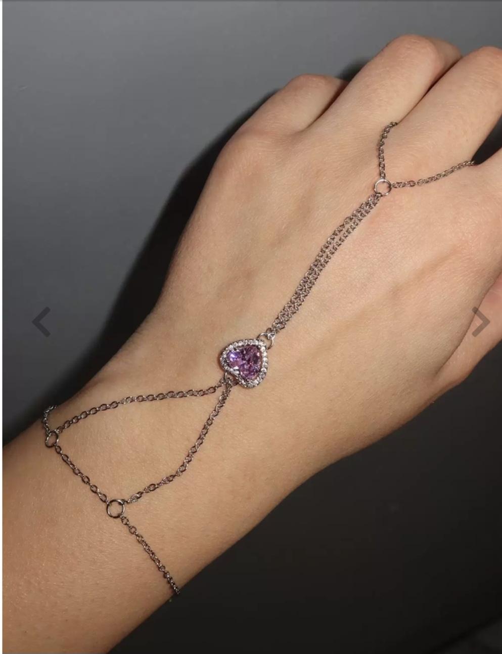 Pembe taşlı kalpli gümüş renk şahmeran