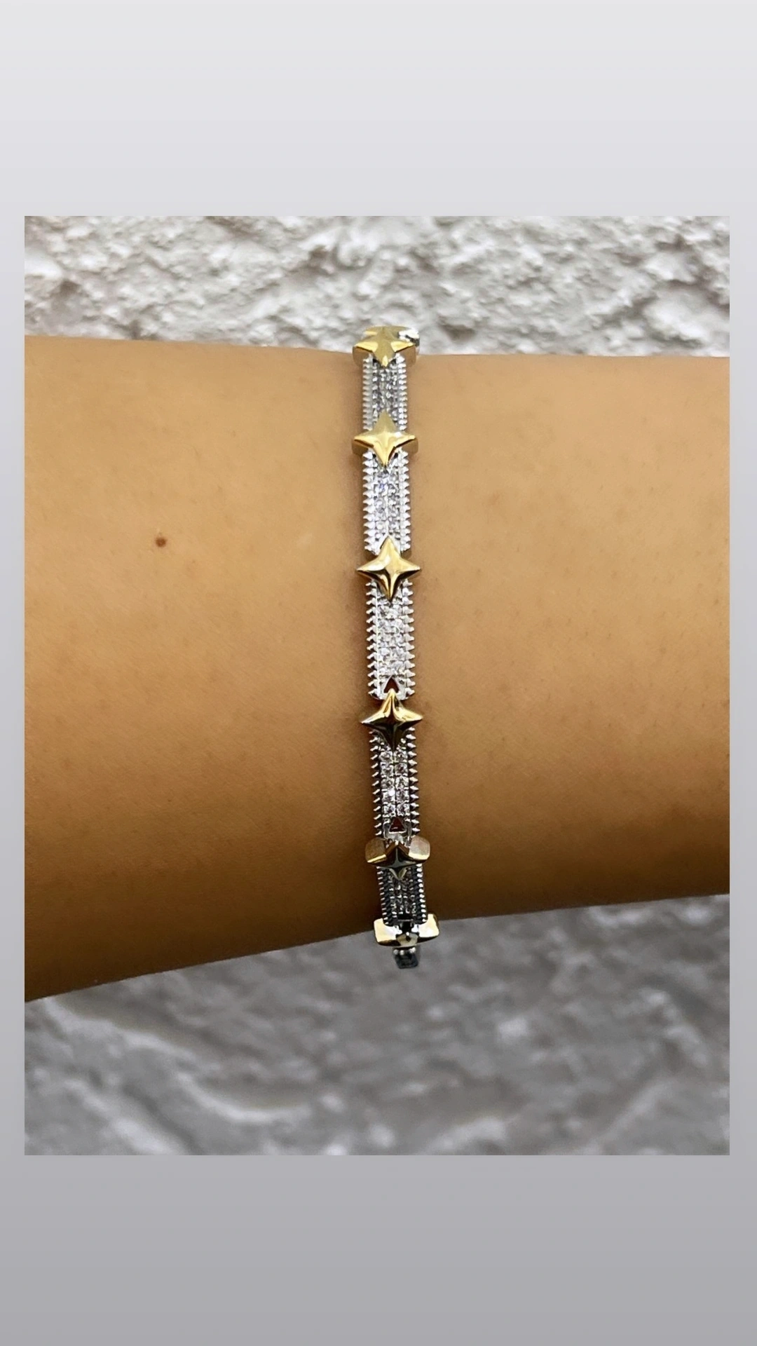 Kutup yıldızı detay gümüş ve gold xuping bileklik