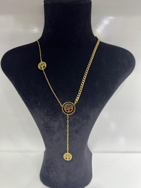 Hayat ağacı Y model gold çelik kolye