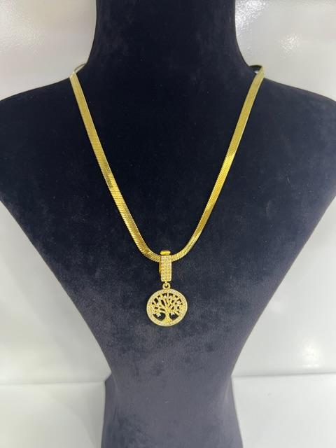 Hayat ağacı detay gold çelik kolye